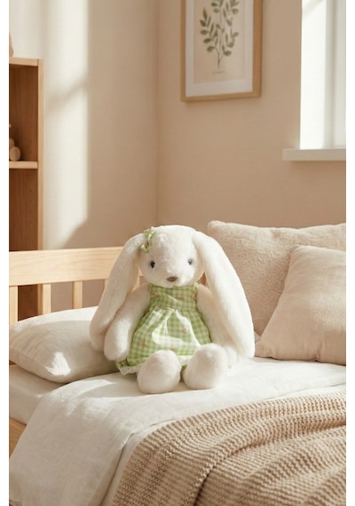 Yumuşacık Sevimli Tavşan Büyük Boy Peluş Oyuncak 45 Cm Beyaz