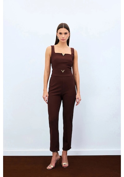Sateen Bel Aksesuarlı Pantolon - Kahve Kahve
