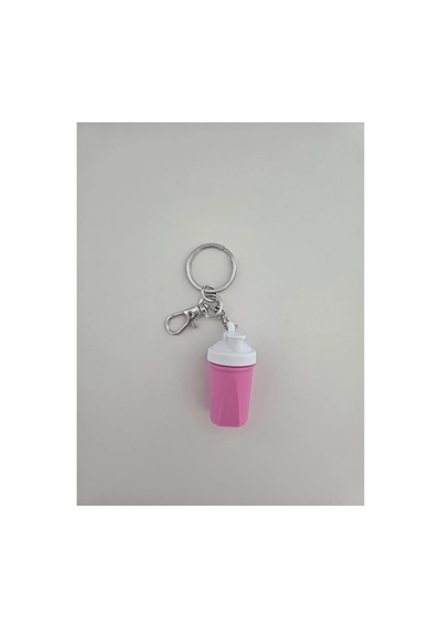 Gym Spor Fitness Shaker Açılır Kapak Anahtarlık, Çanta Charmı Süsü - Pembe