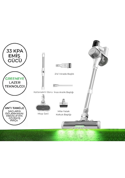 Icotech F30 Max 33KPA GreenEye Lazer Teknoloji Şarjlı Dikey Süpürge
