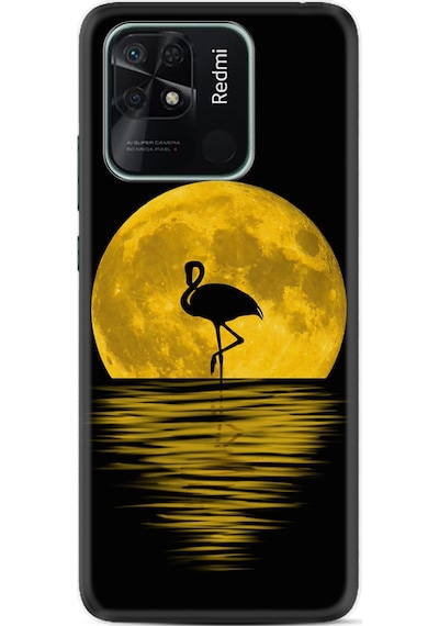 Xiaomi Redmi Poco C40 Kılıf Silikon Desen Özel Seri Ay ve Flamingo 1775