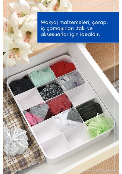 Grimorlife 15 Bölmeli Çekmece Içi Düzenleyici Organizer Beyaz Renk Diğer