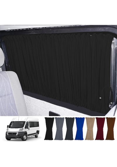 Pandami Fiat Ducato Boxer Jumper Uzun Şase 2006+ Uyumlu Siyah Raylı Oto Perde Takımı
