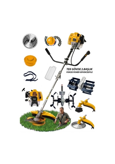 Pro Müller Yan Tipi Benzinli Turbo Motor Ot Çalı Çim Biçme Makinesi Canavar Baslik Toprak Eşeleme Set
