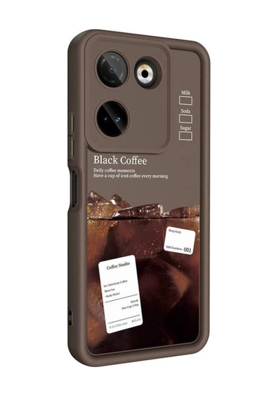 Tecno Camon 20 Pro 4g Kılıf Kamera Korumalı Baskılı Arka Yüzey Zore Klas Kapak Koyu Kahve