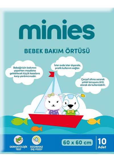 Minies Bebek Bakım Örtüsü 10 Adet 60 X 60 Cm 4 Adet