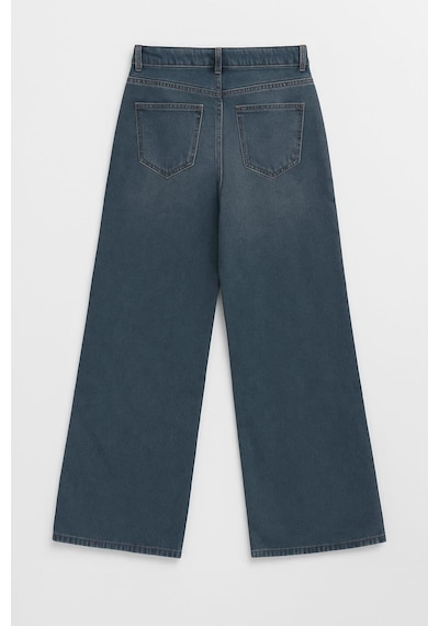 Kadın Yüksek Bel Wide Leg Jean Pantolon İndigo