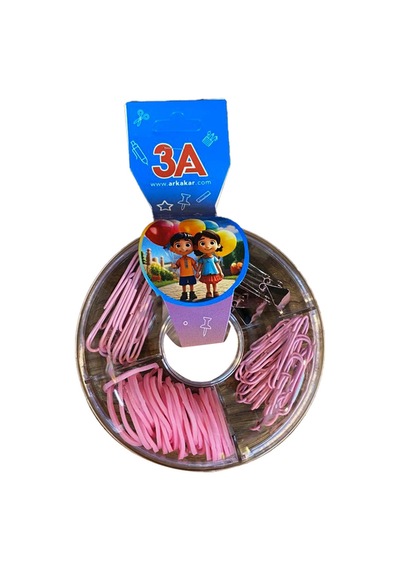 3a Yuvarlak Bölmeli Kutulu Ataş Seti Pembe