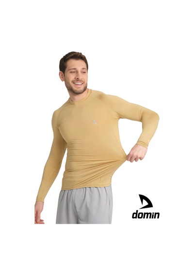 Hnc Sport Erkek Uzun Kol Gold Bej Likralı Fit Compression Spor Body Tshirt