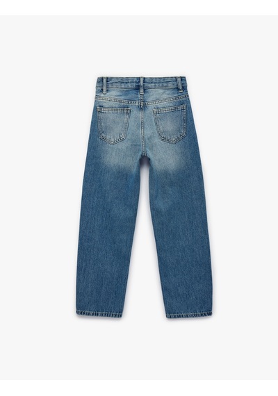 Koton Pamuklu Cepli Rahat Kesim Denim Pantolon Orta İndigo 7wkb40011td