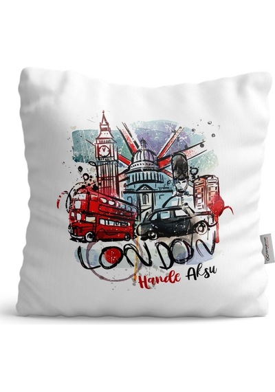 Kişiye Özel London Tasarımlı Beyaz Saten Yastık - 1
