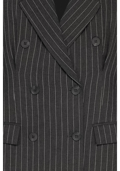 Kadın Antrasit Pens Detaylı Çizgili Blazer Antrasit