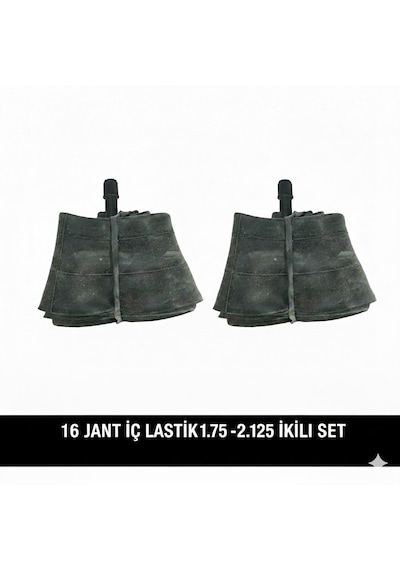 16 Jant İç Lastik 2'li Set - 16x1.75 / 2.125 Uyumlu - Oto Kalın Sibop 2 Adet Bisiklet İç Lastiği