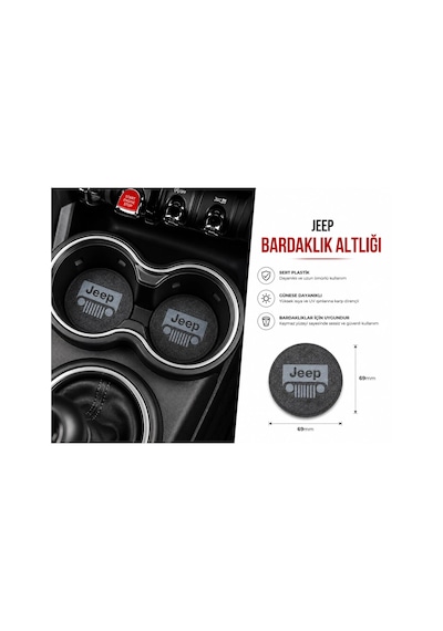 Jeep Araç Bardaklık Altlığı , Jeep Şişe Ve Bardak Altlığı, Jeep Logolu Oto Bardaklık Altlığı