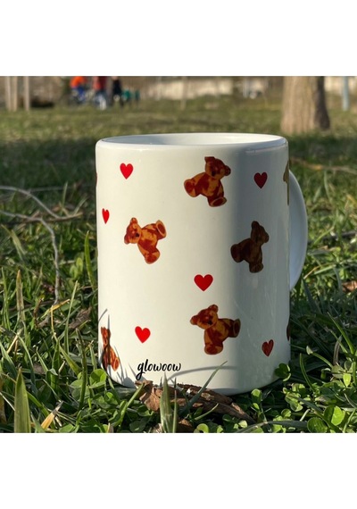Ayıcık Teddy Bear Baskılı Kupa Bardak Seramik Kupa, Sevgili Için Hediye Beyaz