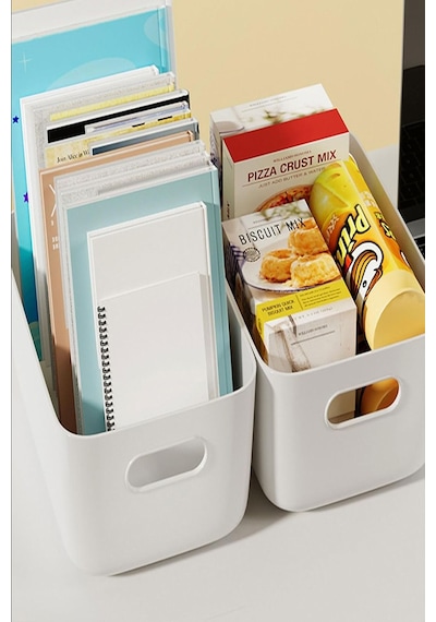 2 Adet Beyaz 3.5 Litre Basic Dolap Içi, Buzdolabı Düzenleyici, Banyo Organizer Sepet Beyaz