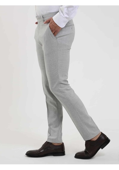 Dufy Gri Erkek Ekstra Slim Fit Melanj Desenli Klasik Pantolon - 103508-gri Gri