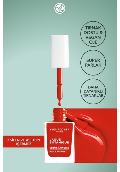 Yves Rocher Laque Botanique Ultra Parlak Renkli Vegan Oje - 31 Açık Kırmızı Tırnak Dostu & Vegan