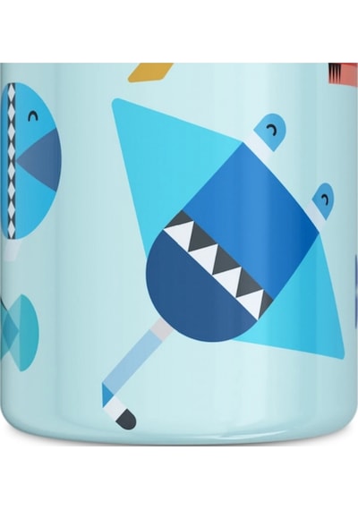 Kids Bottle Sea Friends Pipetli Paslanmaz Çelik Çocuk Su Matarası 500 Ml Mavi