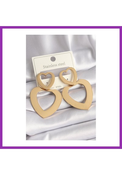 Bezos 316l Çelik Gold Renk Kalp Model Kadın Küpe Bty