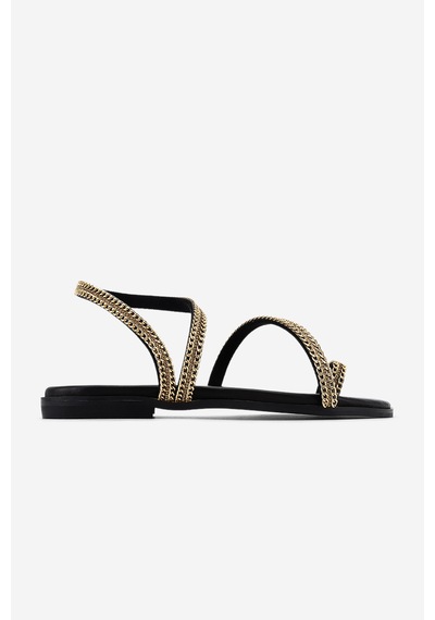 Valmenti Kadın Hakiki Deri Black/gold Düz Sandalet 1141 740 Bn Sndlt Y26 Black/gold Siyah - Altın