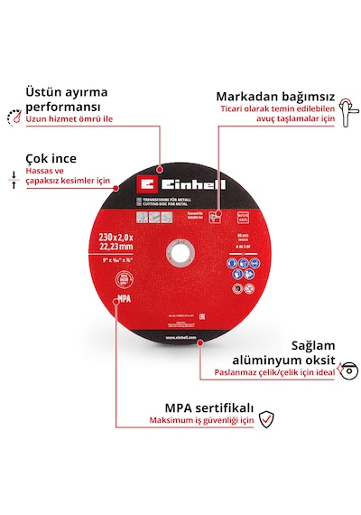 Einhell 3'lü İnce Metal Kesme Diski Seti, Ø 230 mm - 49711523