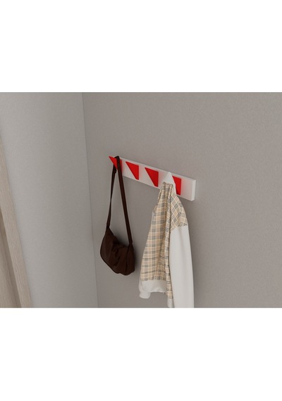 Hepsi3boyutlu Modern Duvar & Kapı Kanca Askılık - 4 Adet Kırmızı Kanca Askılık - Model No : 5 Kırmızı