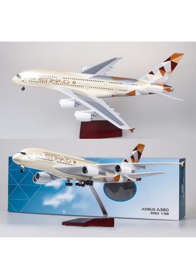 Etihad Airways A380 Yolcu Uçağı Model Uçak 1/160 Ölçek 46cm