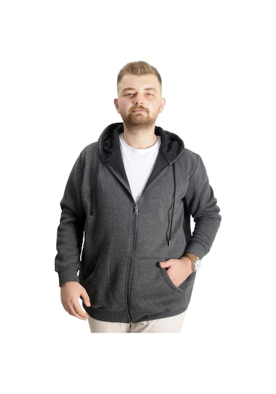 Mode Xl Büyük Beden Erkek Sweat Zippered Basic 20543 Antramelanj Antrasit