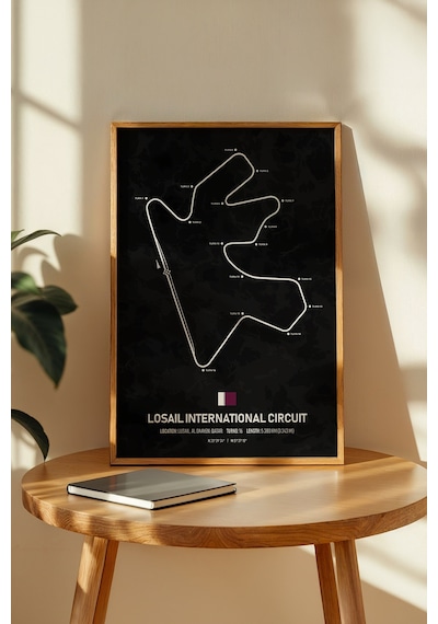 Losail F1 Pisti Ahşap Çerçeveli Tablo Katar Gp Dekor Poster