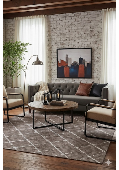 Saçaklı Salon Halısı Bej Kahve Heriz Desenli Vintage Fch3001 Kahverengi
