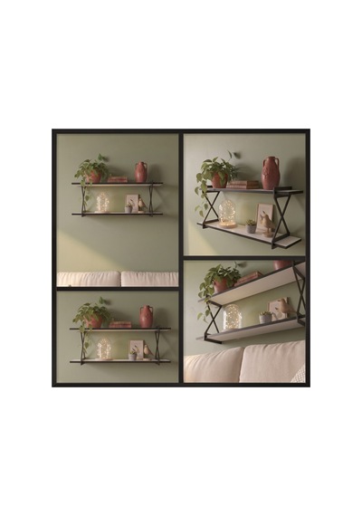 2'li Dekoratif Duvar Rafı Modern Tasarım, Kolay Montaj, 90x20 Cm - Beyaz - 917680274 Beyaz