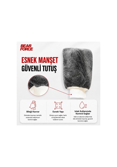 Robeve Bear Force Premium Mikrofiber Araç Yıkama Eldiveni Yoğun Köpük Taşıma Özellikli, Yumuşak Mikrofiber Dokulu, Boya Dostu Ve Çiziksiz Güvenli Temizlik Için Profesyonel Oto Yıkama Eldiveni