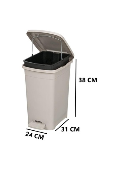 Omnipazar Elf-i343 Slim Pedallı Plastik Çöp Kovası İç Kovalı 15 Lt Gri