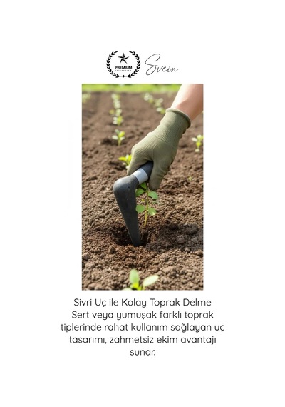 Fide Küçük Bahçe Bitki Çiçek Tohum Ekim Manuel Fide Dikme Aparatı Siyah Saplı Dayanıklı Toprak Deli