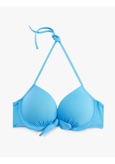 Koton Kalp Yaka Dokulu Fiyonklu Push-up Bikini Üstü Mavi 6sak10068mm