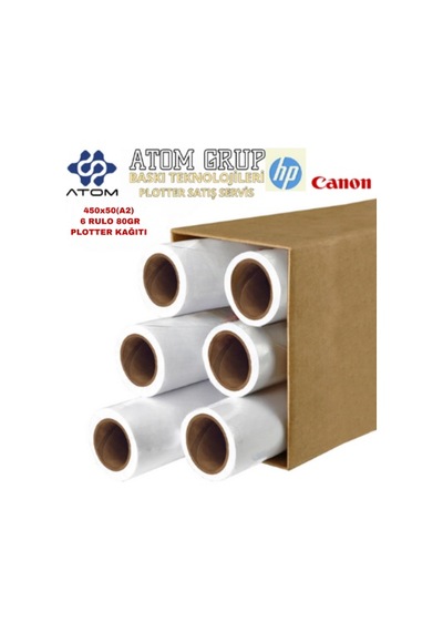 Atom Plotter Kağıdı 450mmX50mt (A2) 1 Koli 6 Rulo 80 G