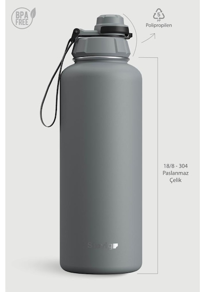Stevig 1 Hand Leak-proof Sızdırmaz Çelik Termos 1500 Ml Grey St-253 Gri