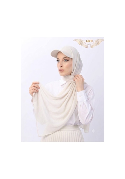 Aldaıyr Şapkalı Boneli Hazır Şal Hijab Sandy Kot Mavisi 97278886