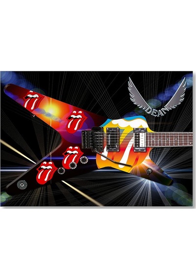 Cakasepetim Elektrogitar Kırmızı Dudaklar Ve Dil Ahşap Mdf Tablo