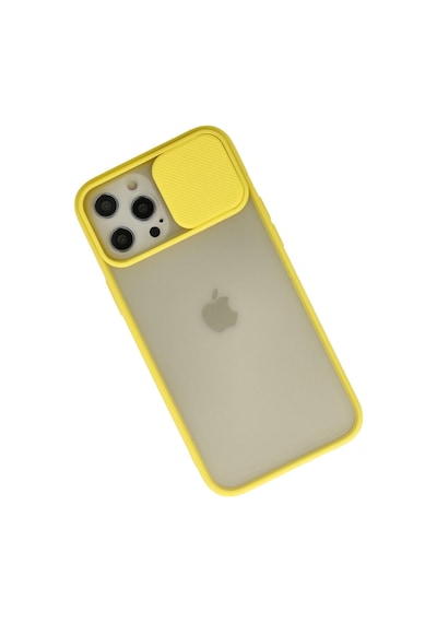 Apple iPhone  Uyumlu,  12 Pro Max Kılıf Palm Buzlu Kamera Sürgülü Silikon - Sarı