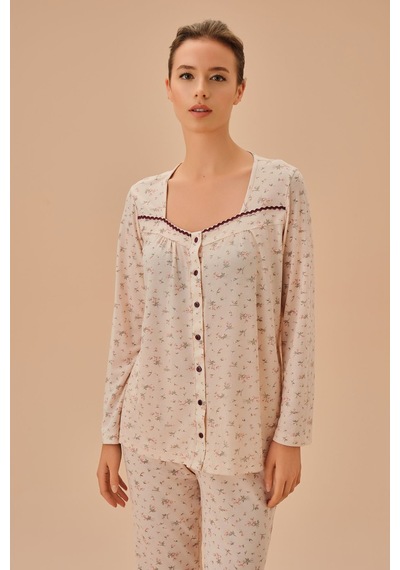 Suwen Young Mother Gömlek Yaka Pijama Takımı Pembe