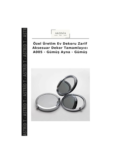Özel Üretim Ev Dekoru Zarif Aksesuar Dekor Tamamlayıcı A005 - Gümüş Ayna - Gümüş