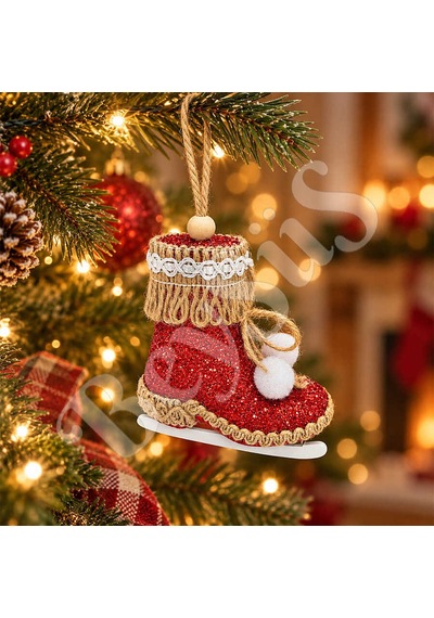 Yılbaşı Ağacı Süsü Kırmızı Paten 12 Cm