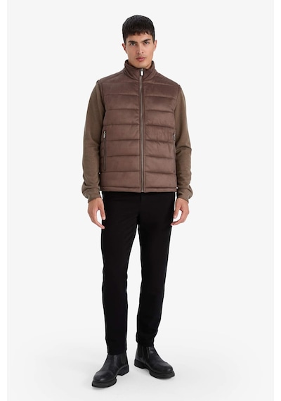 Defacto Slim Fit Dar Kesim Dik Yaka Astarlı Süet Yelek F7753ax26spbn534 Kahve-bn534