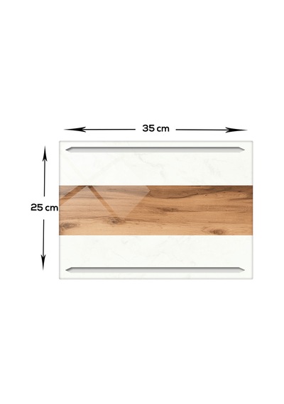 Kanallı Cam Kesme Tablası | Şerit Ahşap Görünüm | 25cm x 35cm