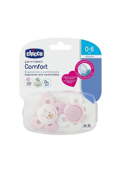 Chicco Physio Comfort Silikon Emzik Kız 0-6 Ay 2'li
