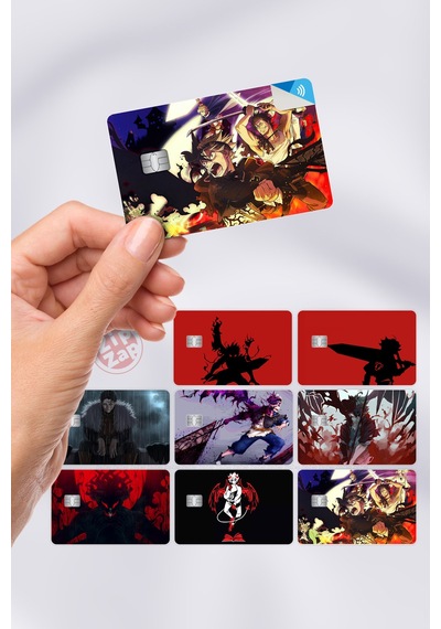 Black Clover Kart Kaplama Sticker 8 Adet Çok Renkli