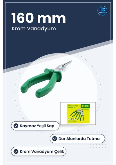 Kargaburun Pense 160 Mm Krom Vanadyum Yeşil Kaymaz Saplı Elektrik