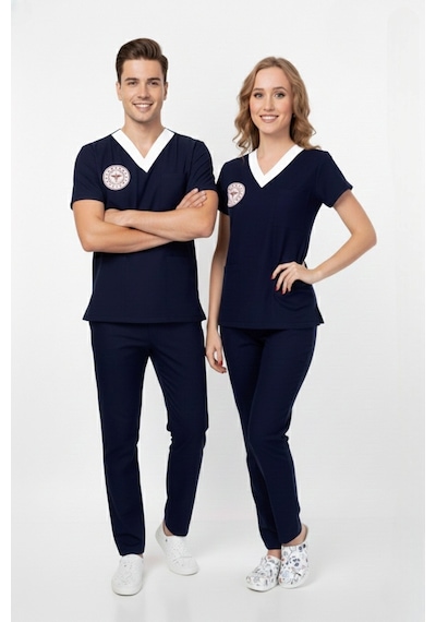 Unisex Lacivert Sorumlu Hemşire Scrubs Üniforma Takım Patriot Blue Sağlık Bakanlığı Yeni Yön. Uygun Lacivert